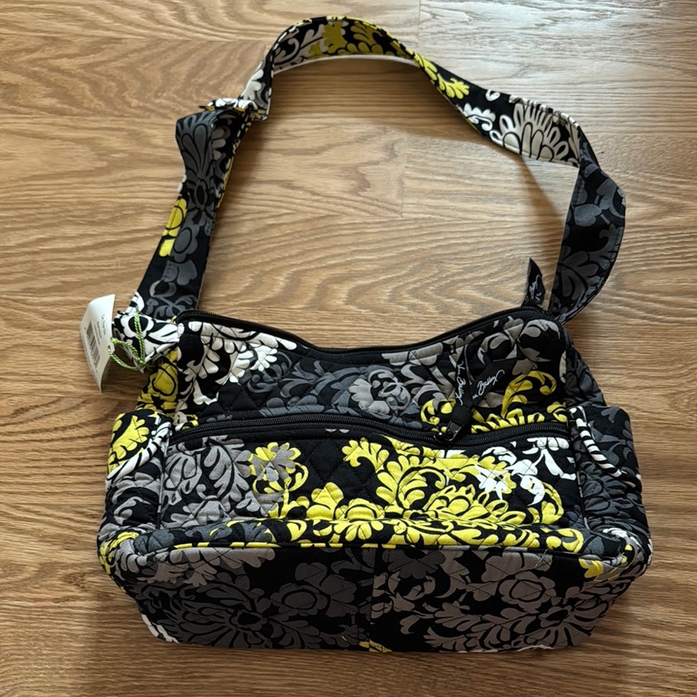 Vera Bradley Black and Yellow Floral Shoulder Bag